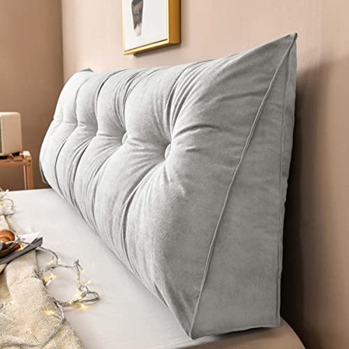 Yanman - Almohadas grandes de cuña para cabecero de cama, almohada triangular de lectura, cojín de apoyo lumbar, respaldo de cintura, cojín de posicionamiento suave para sofá cama, 60 x 50 x 20 cm