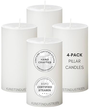 Kunstindustrien Candele in cera per altare, 4 pezzi, 7 x 12 cm, realizzate a mano, certificate RSPO, in scatola.