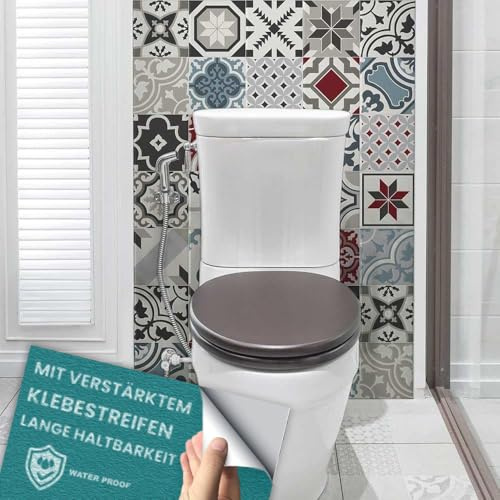 RE-COVERTILES - Fliesenaufkleber Küche und Bad PVC-Klebefliesen Regenmäntel Kratzfest Stickers Dekoration Wand Zementfliesen Peel and Stick - Modell 10 Stücke 20x20 cm PS00152 Made in Italy