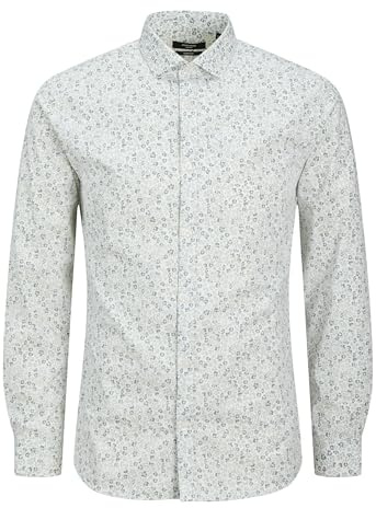 Jack & Jones Jjmatheo Print Detail Shirt L Casual Shirt, Bianco, M