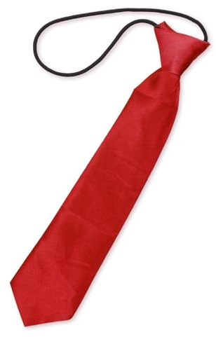 Tabanzhe Pre-Tied Necktie-Boys Elasticated Neck Tie Adjustable Soft Polyester Tie with Loop for Wedding Graduation School Uniforms Fashion Shows(Red)