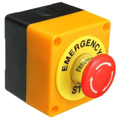 Generic Bouton Poussoir de Commutateur d'Arrêt d'Urgence avec Boîte Robuste 7,2x6,4x7,8cm Résistant aux Intempéries, 660 V, 10A