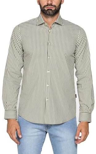 Carrera Jeans - Camicia in Cotone, Bianco-Verde Oliva (L)