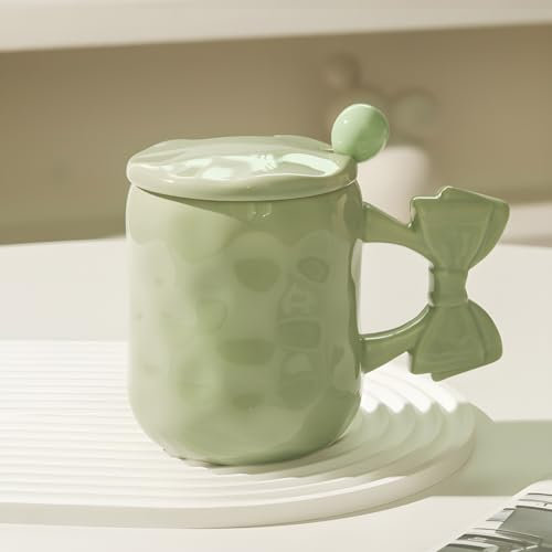 Swsdee Tazas para Cafe con Leche Grande,Lindas Tazas de Café en Color Macaron,Apta para Lavavajillas y Microondas,para Café, Latte Macchiato, Capuchino (verde)