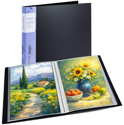 11x14 Black Art Portfolio Folder Displaying 48 Pages with Plastic Sleeves