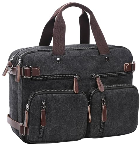 Laptop-portfölj, föränderlig ryggsäck, kurirväska, handväska, multifunktionell reseryggsäck, lämplig för 17,3-tums bärbara datorer för kvinnor och män, svart, 17,3 Zoll