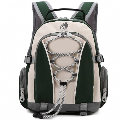Outplea 10L Wanderrucksack Klein Wasserdicht, Rucksack Kindergarten Mädchen Jungen Komfortabler, Lässig Kinderrucksack Leicht für Reisen Schule Camping Outdoor Sport, Grün