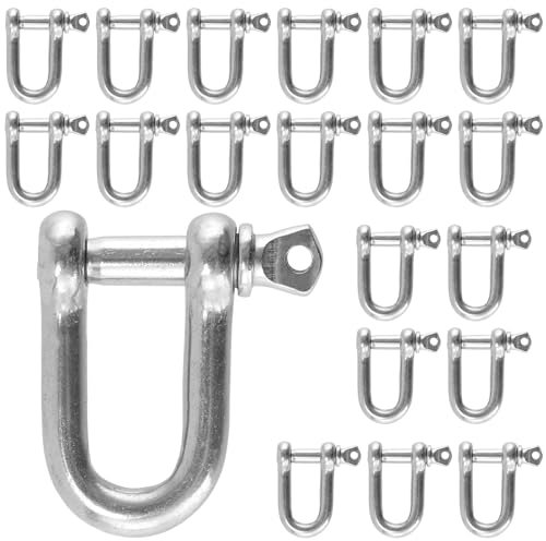 KEILEOHO 20 Stück Schäkel D-Form M5, Schäkel 5 mm Edelstahl 304, D Ring Schäkel für Takelung Drahtseil Stahlseil, Kordeln, Silber