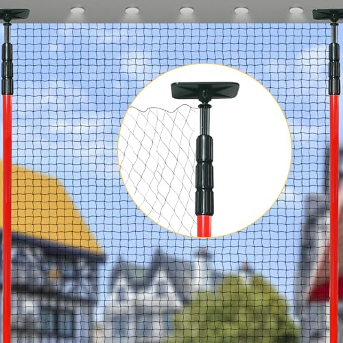 Teleskopstång kattnät 160–300 cm, kattnät med stänger för balkong, teleskopstång kattnät balkong, teleskopstång för kattnät, kattnät för balkong utan borrning, järnlackering (röd 4)