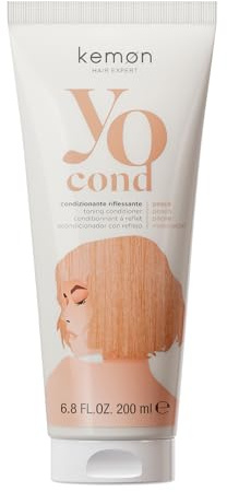 Kemon Yo Cond Pesca - Maschera Riflessante Professionale con Formula YoVeg e Velian Complex, Nutre e Illumina i Capelli in 3 Minuti, 88% Ingredienti Naturali, 200 ml