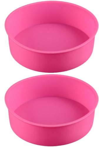 HOMOBABE Stampo per Torta Rotondo Set 2 Pezzi in Silicone 8 Pollici Resistente e Sicuro Colore Casuale per Dolci e Torte da Forno
