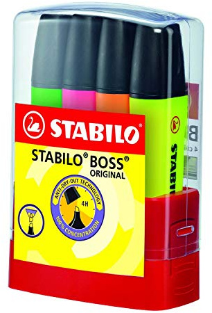 STABILO BOSS ORIGINAL - Surligneur - etui BOSSparade x 4 surligneurs fluo- Coloris assortis