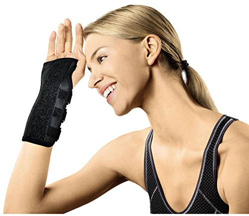SPORLASTIC – Handgelenkstütze MANU-HiT Carpal Handgelenkbandage rechts – Orthopädische Karpaltunnel Schiene mit CTS-RELIEF-PAD – Ideal bei Karpaltunnelsyndrom & Sehnenscheidenentzündung - Schwarz M