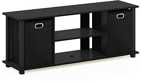 FURINNO TV Entertainment Center, 13054BK/BK, Black/Black, one size, 105.92 (W) x 40.13 (H) x 29.72 (D) cm