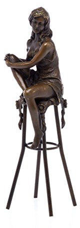 Figura di donna in bronzo sulle feci di barra nudo arte erotica scultura in