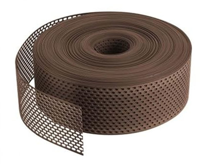 60m Grille d'égout 80mm Marron PVC, perforation ovale, ventilation façade/toit