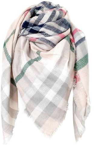 FIFTHAVE Schal Damen Scarf Winterschal Weich Deckenschal Tuch Spleißen Karo Schal Herbst Strickschal Women Warmer Poncho Halstücher Beige