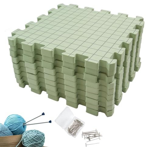 Eoixuqba Esteras de Bloqueo de Ganchillo, 32 x 32 x 1,9 cm con Rejilla, esteras para Sujetar artesanías, esteras para tensar Manualidades, Ganchillo, Puntas, líneas de Rejilla, Espuma, Tabla de Tejer