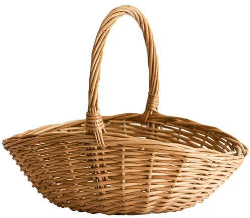 Yuattory Rottingkorg med handtag, flätad shoppingkorg, picknickkorg, förvaringskorg för kök -