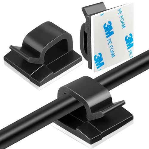 OWLMATE 150 Stück Kabelhalter Selbstklebend, Kabelschellen, Cable Management, Kabelclips für Kabelmanagement - Kabelbefestigung Lichterkette (Schwarz)
