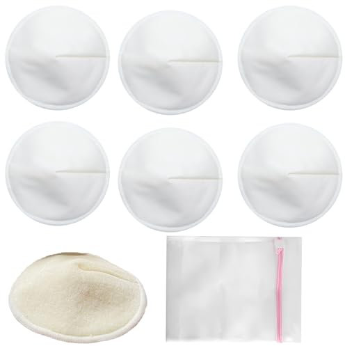 6 Stück Stilleinlagen Waschbar, Breast Pads, Weiß Waschbare Stilleinlagen Wolle Seide, Durchmesser 12x12 cm, Superweiche Innenseite, Mit Waschbeutel | Schützt vor Mastitis, Wiederverwendbar