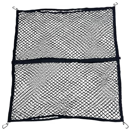 Double Layer Highly Elastic Cargo Net 4'x5'stretch to 7'x10', Pickup Truck Bed Cargo Net Mesh Organizer with 6 Hooks for Car Luggage Rear Boot Van Roof Storage Secures Tools/Sports Gear 【1.2x1.5m】