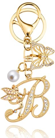 Wrpixe Initial Keychain Bag Charm Women Purse Charms for Handbags Accessories Charm for Wallet Butterfly Pendant for Girls