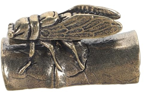 BESPORTBLE Brass Craft Cicadas Figurine Paperweight Smooth Surface Decorative Desktop Ornament for Home Office Calligraphy Supply Mantelpiece Adornment