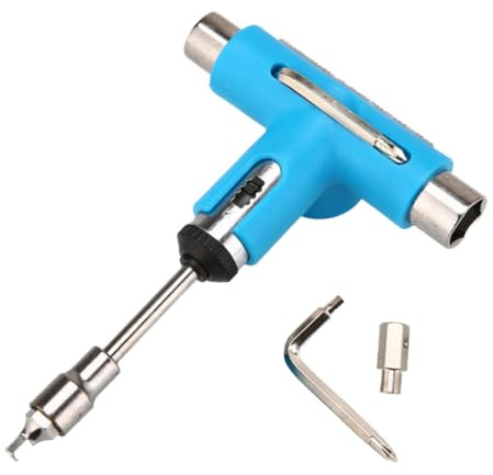 HONMEET Outil Skateboard Portable Multifonction Tout-Un T-Tool Bleu Clé de Serrage pour Planche à roulettes Longboard Mini Skate et Cruiser Compact et Robuste