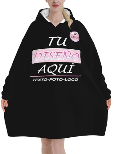 Xenorith Bata Manta Personalizada Sudadera Mujer y Hombre Batamanta Hoodie Sudaderas con Texto y Foto Batas de casa Invierno Tallas Grandes Manta con Capucha Regalos Personalizados