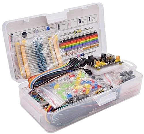 Electronics Component Starter Kit with 830 Tie Points Breadboard Cable Resistor Capacitor LED Potentiometer for Arduino R3 Durable Practical Tools to Improve Thinking Innovation Ability