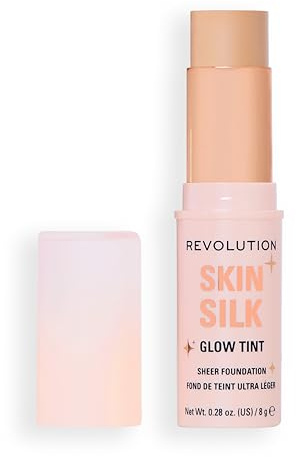 Revolution Skin Silk Glow Tint Barra de Base Ligera – Piel Radiante, Disimula Imperfecciones y Suaviza Líneas Finas, Tono Light Neutral, 8g