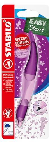 STABILO EASYoriginal 3D DreamWorld - Ergonomic Rollerball - Right-Handed | Pack of 1 - Pink including Blue Ink Cartridge
