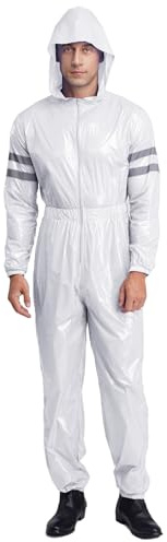 Monduelle herr dam arbetsoverall skyddsoverall med huva dragkedja arbetsoverall vattentät overall hantverkare arbetskläder, Vit, 3XL
