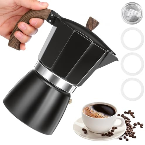Zankeox Moka Pot, Stove Top Coffee Maker with Gasket And Filter, 3-6 Cup(300ml) Aluminium Italian Espresso Maker, Gas & Electric Stove Top Mokas Pot with Heat-Resistant Handle,Moka Pot Coffee