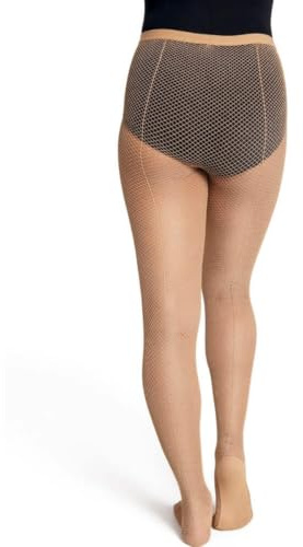 Capezio Women's Professional Fishnet Tight With Seams,Caramel,Small/Medium