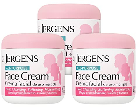 Jergens All Purpose Face Cream, Deep Cleansing Facial Cream, Makes Skin Smooth and Vibrant, 15 Oz, Pack of 3