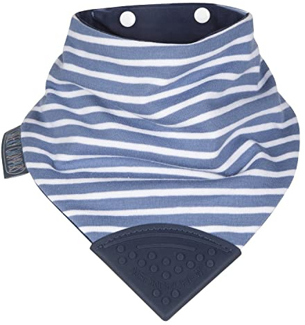 Cheeky Chompers Haklapp för småbarn och spädbarn – Bandana stil dregelhaklapp med silikonbithörn – flera utmärkta näckchew-design – super hygienisk + absorberande (preppy ränder)
