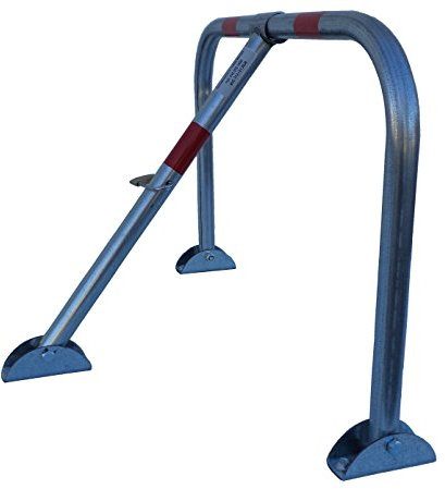 SNS SAFETY LTD Parkplatzsperre Klappbar, aus verzinktem Stahlrohr 32 mm, mit 3 Beinen, Vorhängeschloss mit 3 Schlüsseln, 71cm x 50cm (1 Stück)