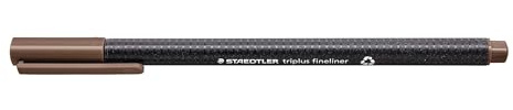 STAEDTLER triplus fineliner 334 – tobacco brown, 10 pieces, 0.3 mm | Triangular barrel, DRY SAFE technology – ergonomic – Item No. 334-77