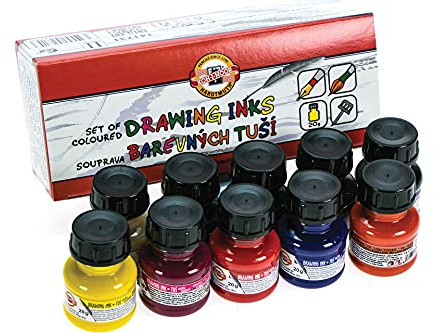 KOH-I-NOOR 10 x 20 g Set of Coloured Drawing Ink
