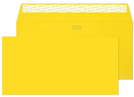 Blake Colour | gelbe Briefumschläge DL+ (114 x 229 mm) | 25 Stück | 120 g/m² | FSC-zertifiziert | selbstklebend | umschläge Gelb | Bastelset | Bürobedarf | Farbige Umschläge/Kuvert (25203)