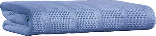 Erwin Müller Sommerdecke, leichte Baumwolldecke, Häkeldecke Trient hellblau Größe 130x160 cm - luftig leicht, weiche Qualität, pflegeleicht