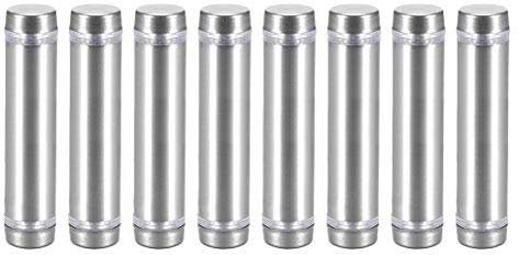 sourcing map 1/2 Diamètre x 2-1/8(12x54mm) Double Tête Écartement Vis Paroi Montage Panneau Supports Acrylique Verre Clous 8pcs