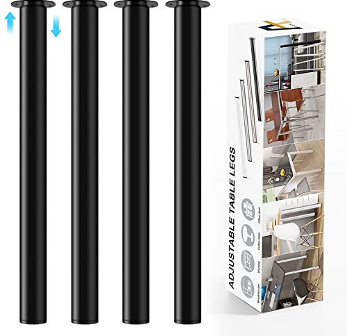 Amazing Tour Adjustable Table Legs 710-1100mm - 4 Pack Breakfast Bar Kitchen Worktop Support Office Desk Legs, Heavy Duty Metal Sturdy Steel Frame,Black