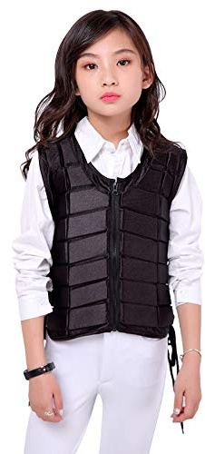 UNISTRENGH Unisex Kids Equestrian Protective Vest EVA Padded Safety Horse Riding Protective Gear Body Protector Guard Shock Absorption Waistcoat (Black, CS)
