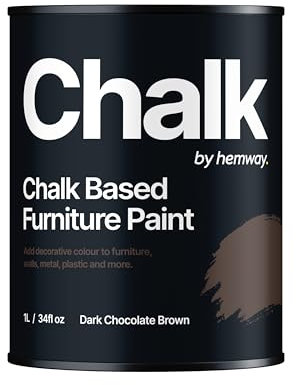 Hemway - Chalk Based Furniture Paint - Dark Chocolate Brown 1 L | Chalky Matt Shabby Chic Finish for Interior & Exterior Home Decor | Quick Dry & All-in-one