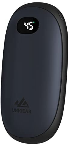 Unigear Handwärmer wiederaufladbar, 5200mAh Wiederverwendbare elektrische Handwärmer Powerbank USB tragbar mit freier Heizstufen von 35-55°C & digitalem Bildschirm, Hitze für Raynauds Outdoor Wandern