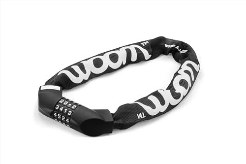 woom LOKKI Fahrradschloss für Kinder, Zahlenschloss, Hohe Sicherheit, 61 cm Kettenlänge, 6 mm Kettenstärke, Ummantelung, Schwarz (black)