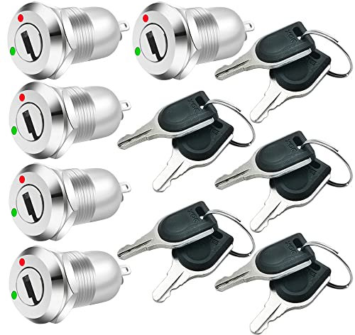 Gebildet Schlüsselschalter aus Metall 12mm, Ein/Aus ​Schlüsselschalter Sperre Rastender Schlüsselschalter (5Stück)